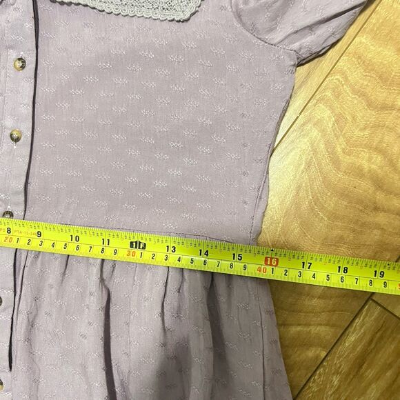 Bohme Shirt Midi Dress Small Lavender Lace Detail Button Down Boho Hippie Relax - Picture 6 of 7